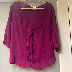 DVF crepe de chine raspberry silk blouse, Size 6